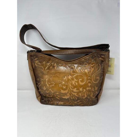 Civico 93 NWT Genuine Embossed Brown Leather Made in Italy Shoulder Bag Purse - Picture 1 of 9